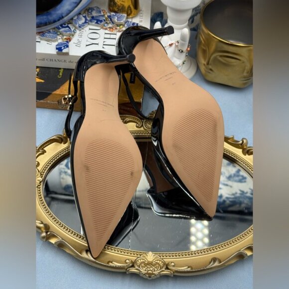 🆕 KURT GEIGER LONDON 🧿 NWOB Brixton Lock T Bar Court Heels, Black Patent, Sz 7 - Picture 16 of 16